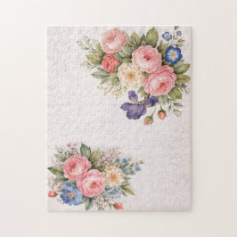 Puzzle Diseño Floral de Rosa Personalizado Vintage Rústic