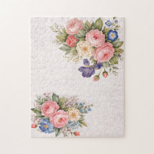 Puzzle Diseño Floral de Rosa Personalizado Vintage Rústic