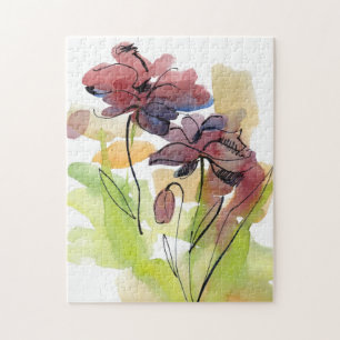 Puzzle Diseño floral del verano con el extracto pintado a