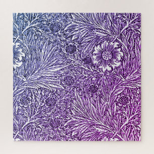 Puzzle Diseño floral intrincado en tonos morados y blanco