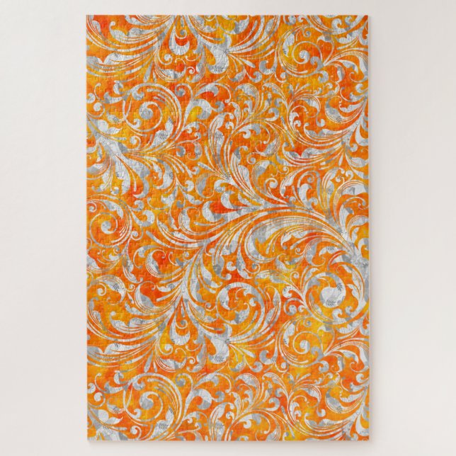 Puzzle Diseño floral naranja suave (Vertical)
