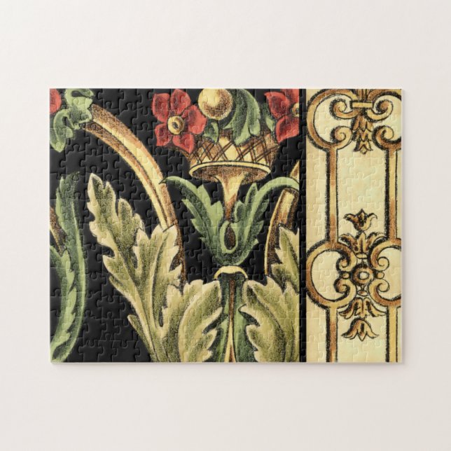 Puzzle Diseño floral ornamental con bordes negros (Horizontal)