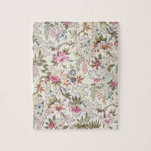 Puzzle Diseño floral para el material de seda con flujo