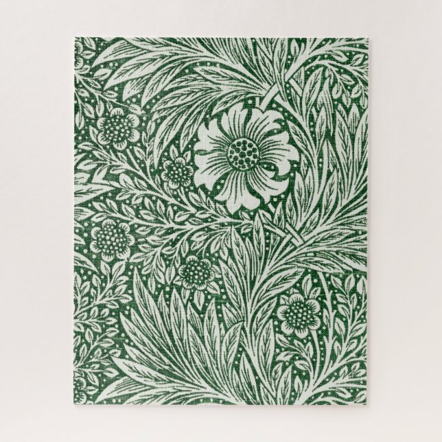 Puzzle diseño floral verde caléndula de william morris (Vertical)