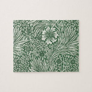 Puzzle diseño floral verde caléndula de william morris