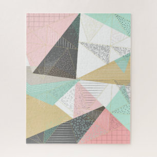 Puzzle Diseño geométrico de triángulos dorados de dise