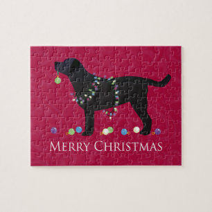 Puzzle Diseño navideño de Black Lab Merry