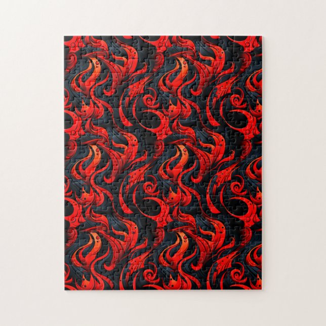 Puzzle Diseño negro y rojo (Vertical)