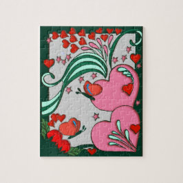 Puzzle Diseño retro 60s de los corazones