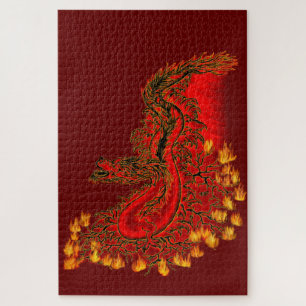 Puzzle Diseño rojo y dorado de China Dragon