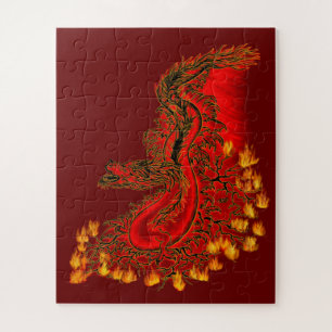 Puzzle Diseño rojo y dorado de China Dragon