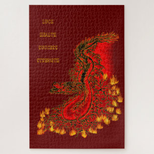 Puzzle Diseño rojo y dorado de China Dragon