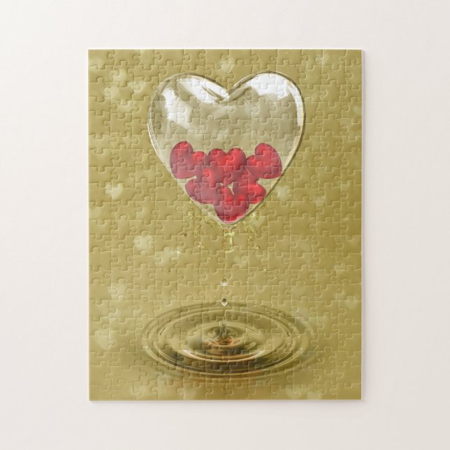 Puzzle Diseño romántico del corazón del vidrio (Vertical)