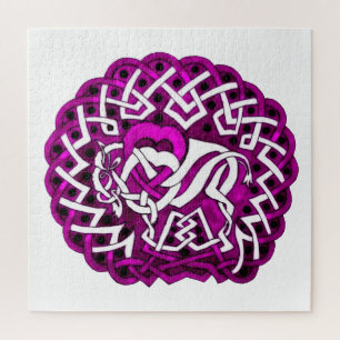 Puzzle Diseño trenzado de búfalo/ciervo celta en rosa