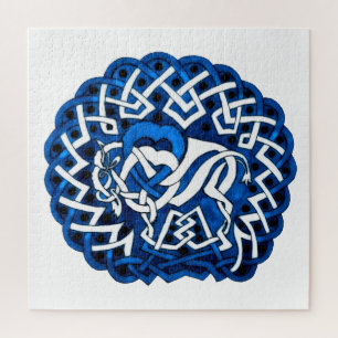 Puzzle Diseño trenzado de búfalo/venado celta en azul