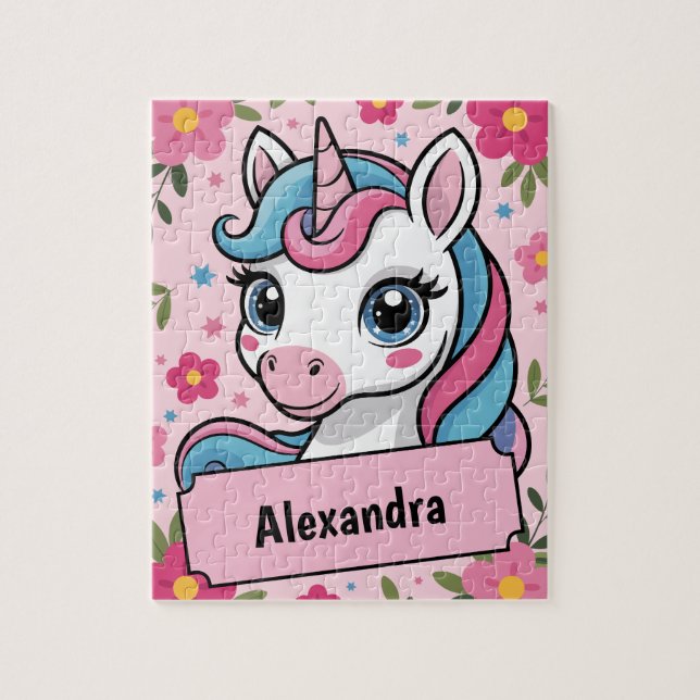 Puzzle Diseño unicornio mágico y dulce personalizado Girl (Vertical)