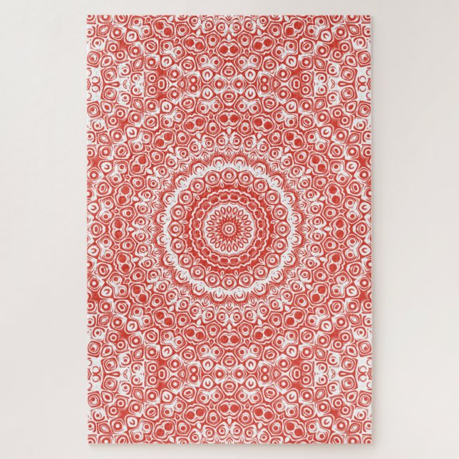 Puzzle Diseño Vermilion Mandala Red Kaleidoscope (Vertical)
