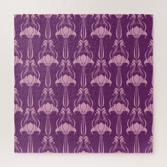 Puzzle Diseño violeta rosa de papel de escritorio floral (Vertical)