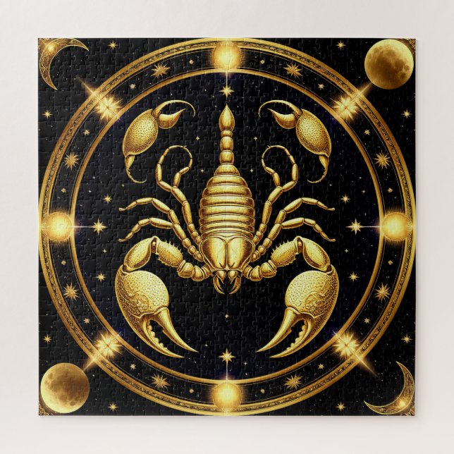 Puzzle Diseño Zodiaco Escorpión Dorado (Vertical)