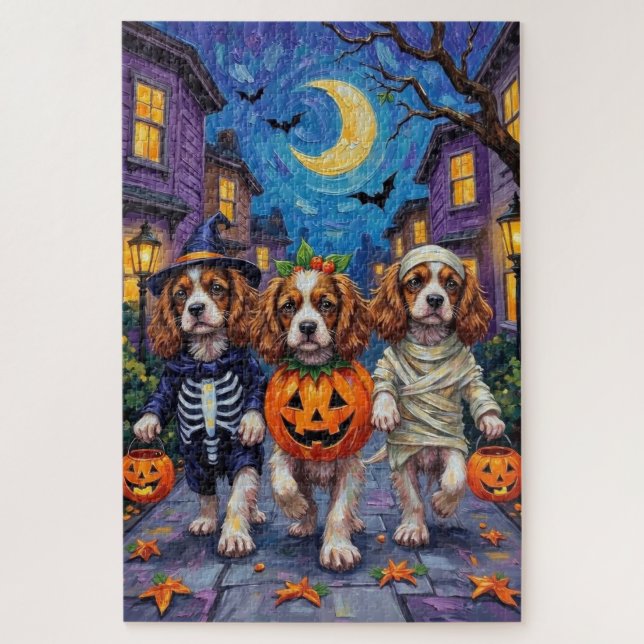 Puzzle Disfraces de Halloween del Cavalier King Charles S (Vertical)
