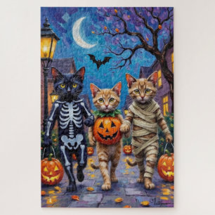 Puzzle Disfraces de Halloween para gatos siameses haciend