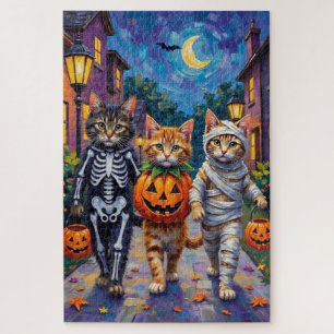 Puzzle Disfraces de Halloween para gatos siberianos hacie