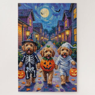 Puzzle Disfraces de Halloween para Goldendoodle haciendo 