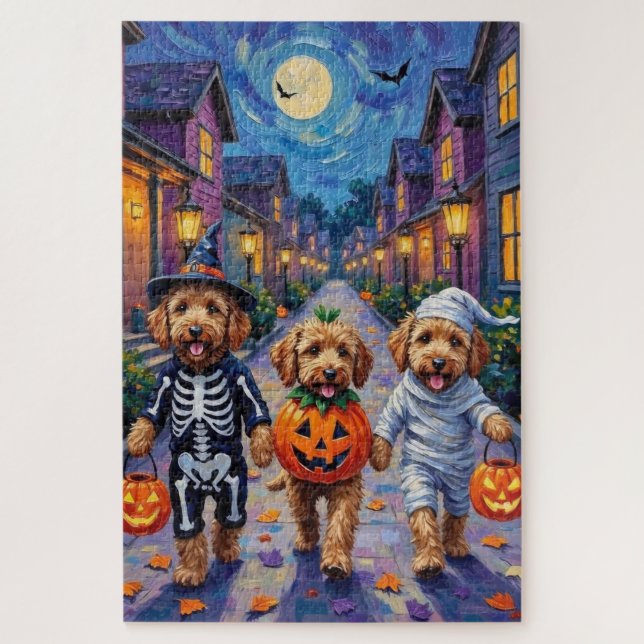 Puzzle Disfraces de Halloween para Goldendoodle haciendo  (Vertical)