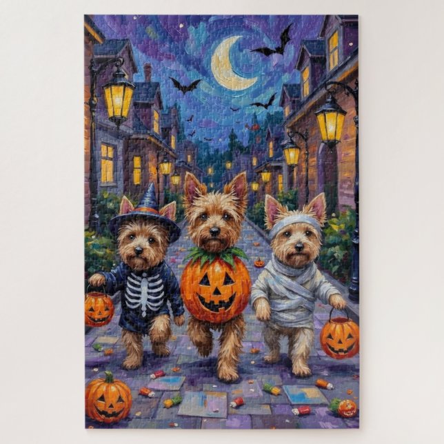 Puzzle Disfraces de Halloween para pedir dulces de Cairn  (Vertical)