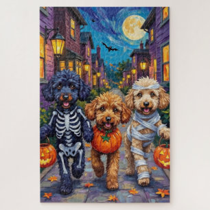 Puzzle Disfraces de Halloween para perros caniche haciend