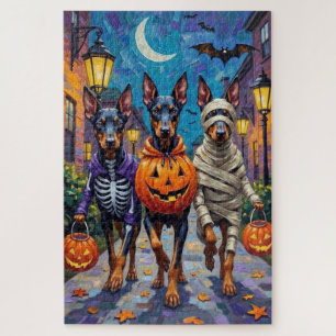Puzzle Disfraces de Halloween para perros Doberman hacien