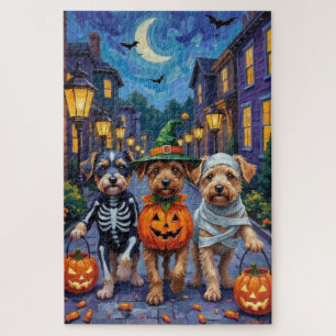 Puzzle Disfraces de Halloween para perros Lowchen haciend