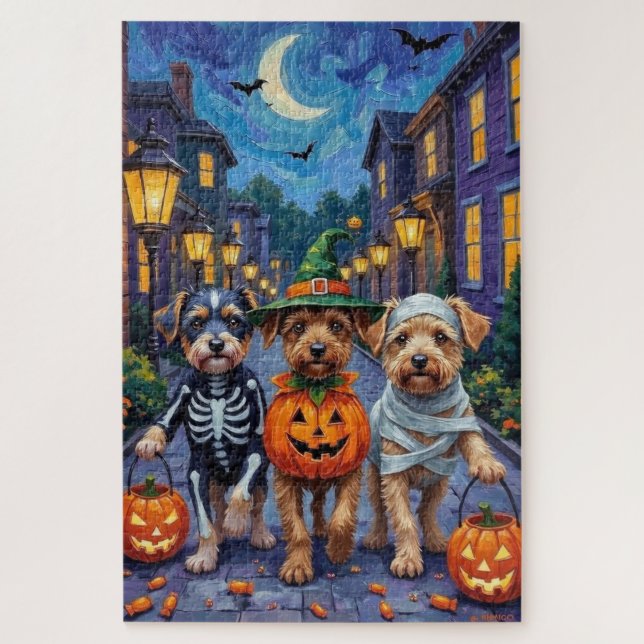 Puzzle Disfraces de Halloween para perros Lowchen haciend (Vertical)