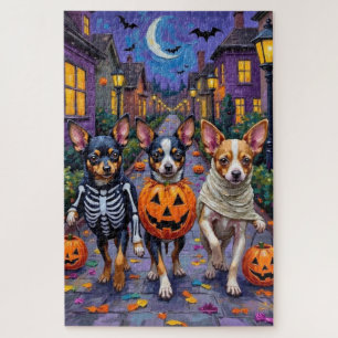 Puzzle Disfraces de Halloween para perros Papillon hacien