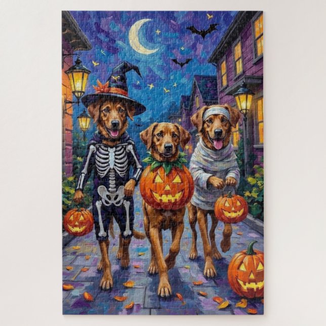 Puzzle Disfraces de Halloween para perros pastores de Ana (Vertical)