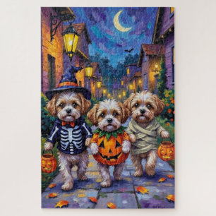Puzzle Disfraces de Halloween para perros Shih Tzu hacien