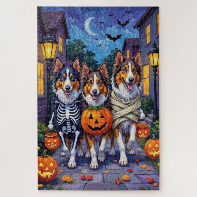 Puzzle Disfraces de Halloween para Rough Collie haciendo  (Vertical)