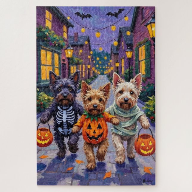 Puzzle Disfraces de Halloween para Skye Terrier haciendo  (Vertical)