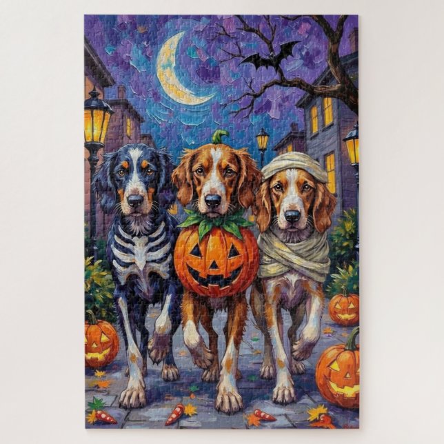 Puzzle Disfraz de Halloween para English Setter pidiendo  (Vertical)