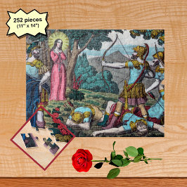 Puzzle Disparan a St. Philomena con flores
