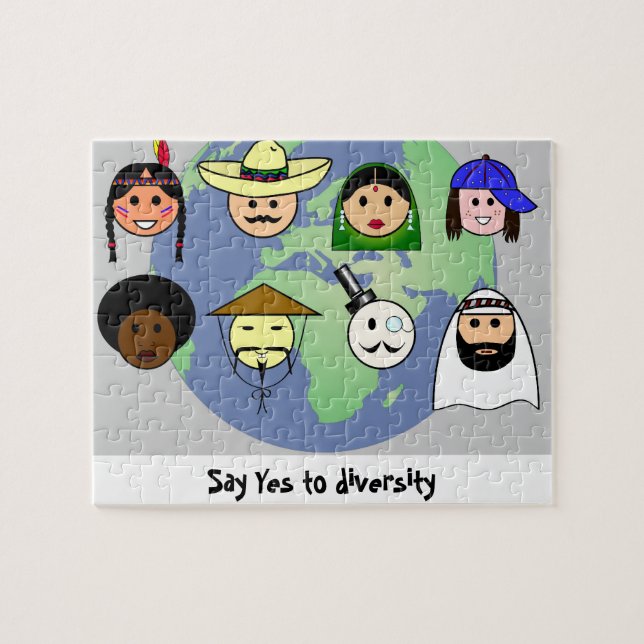 Puzzle Diversidad del racismo anti mundial de la gente (Horizontal)