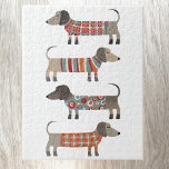 Puzzle Diversión Dachshund Wiener Sausage Dog<br><div class="desc">Pequeña salchicha de Dachshund o perritos de peluquería en ropa de cama de lana. Perfecto para los amantes de los animales.</div>