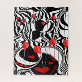 Puzzle Diversión loca, negro, blanco, jazz moderno rojo