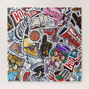 Puzzle Diversión universitaria, colorido patrón de cosech