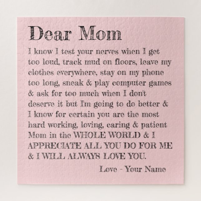 Puzzle Divertida querida mamá Typografía Gris rosa person (Vertical)