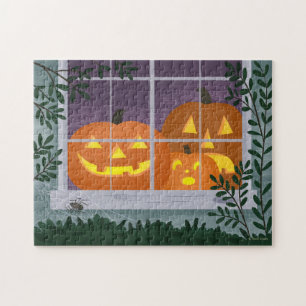 Puzzle Divertidas linternas Jack-o' de Halloween en la ve