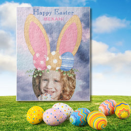 Puzzle Divertido Bunny Ears Nombre personalizado y foto r