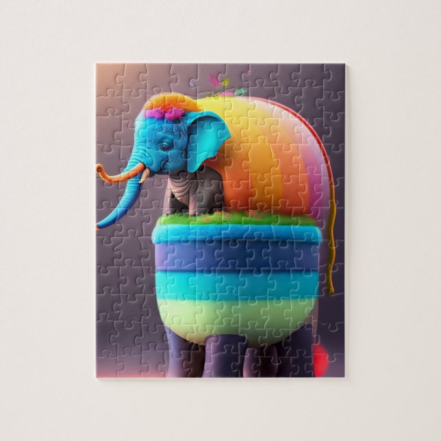 Puzzle Divertido elefante colorido (Vertical)