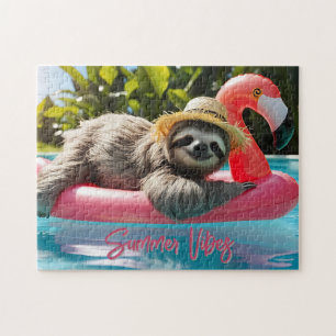 Puzzle Divertido eslogan "Vibes de verano" relajándose en