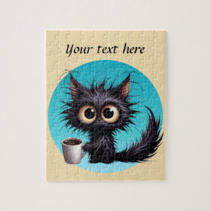 Puzzle Divertido gato café agregar texto